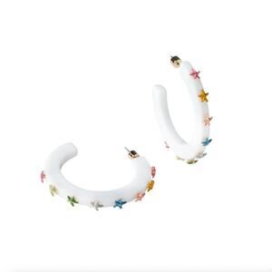 NEW SMITH & CO women's starfish jewel hoop earrings in multicolor
